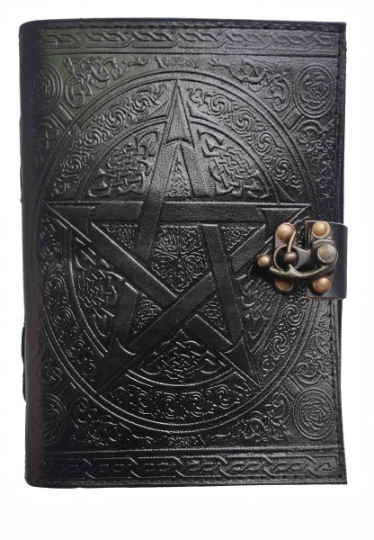 Handcrafted Star Celtic Leather Journal | 100 Blank Pages | Grimoire, Sketchbook & Diary | 7x5 Inch
