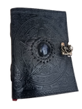 Handcrafted Pentagram Black Leather Journal | 100 Blank Pages | Grimoire, Diary & Sketchbook | 7x5 Inch