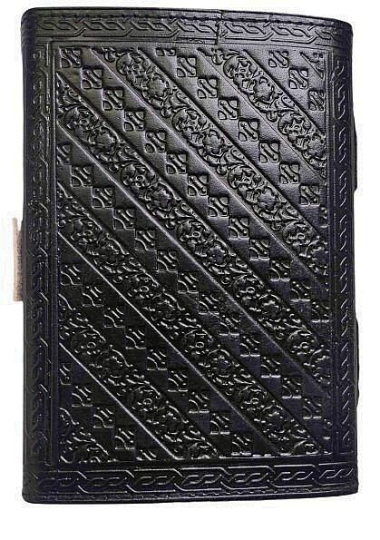 Handcrafted Pentagram Black Leather Journal | 100 Blank Pages | Grimoire, Diary & Sketchbook | 7x5 Inch