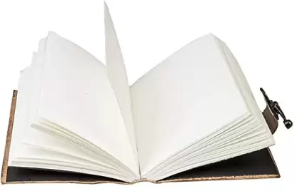 Handcrafted Pentagram Black Leather Journal | 100 Blank Pages | Grimoire, Diary & Sketchbook | 7x5 Inch