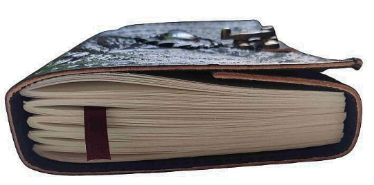 Handcrafted Pentagram Black Leather Journal | 100 Blank Pages | Grimoire, Diary & Sketchbook | 7x5 Inch