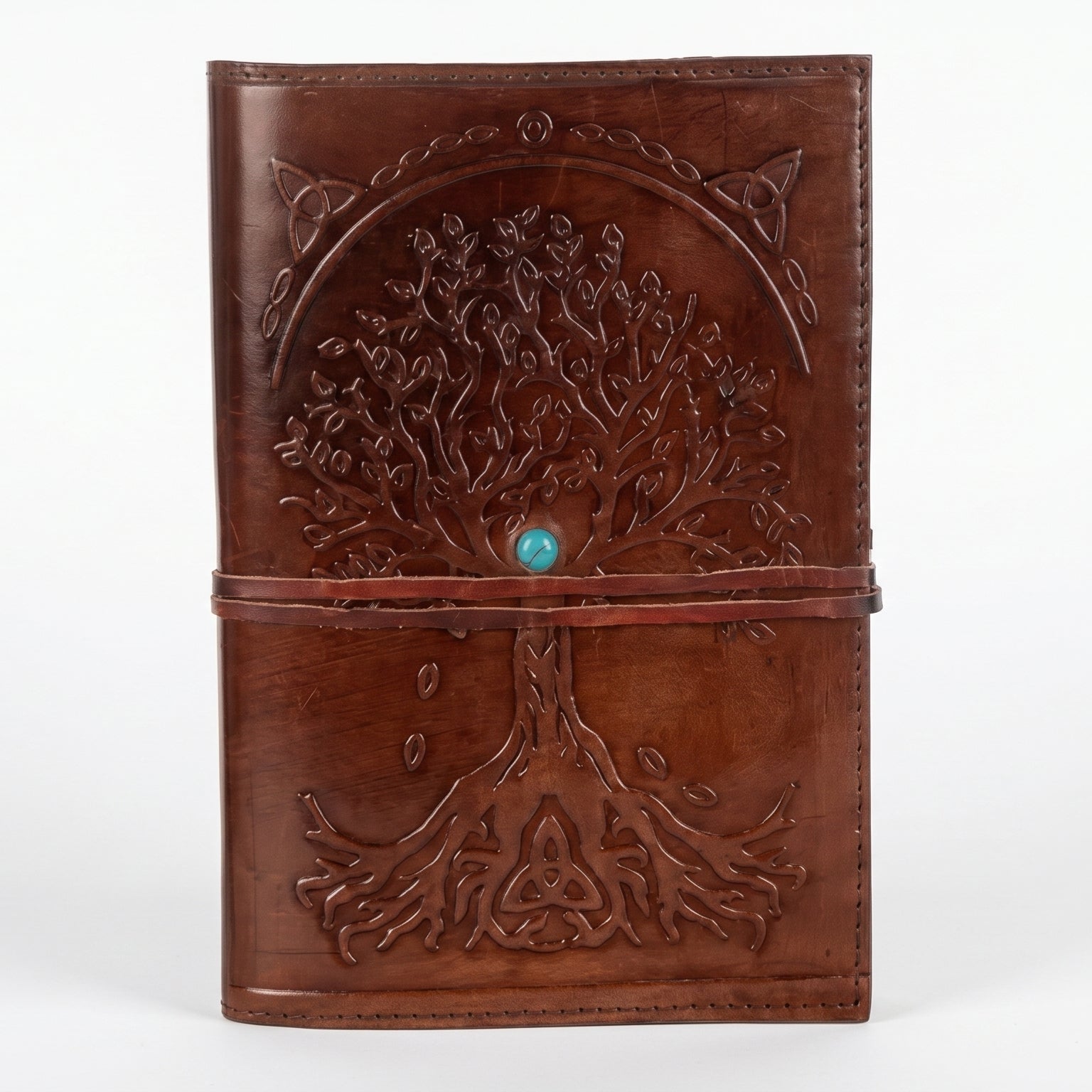 Handcrafted Tree of Life Embossed Leather Journal | 100 Blank Pages | Diary, Grimoire & Sketchbook | 8.5x6 Inch