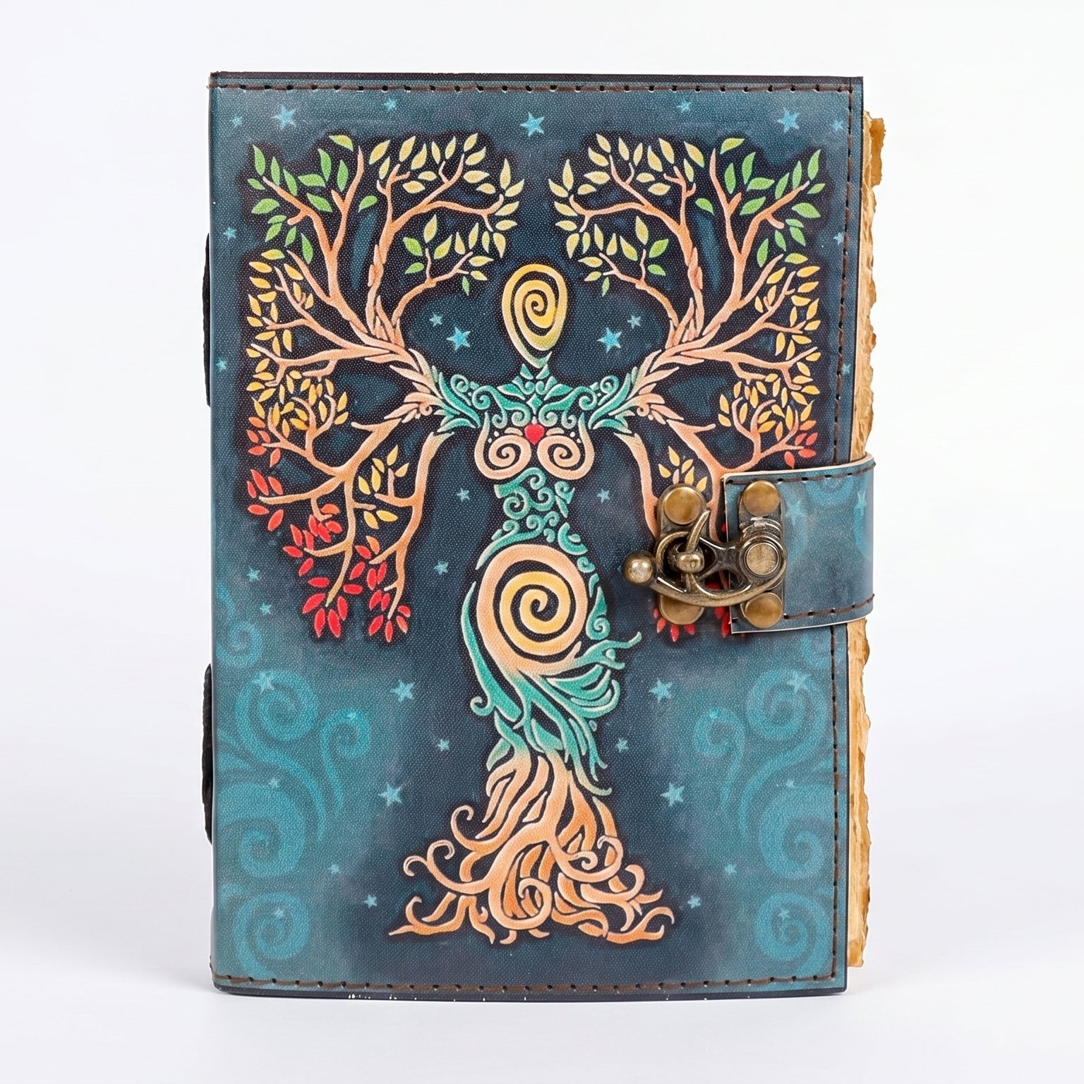 Handcrafted Tree of Life Leather Journal | 200 Unlined Pages | Diary, Grimoire & Sketchbook | 7x5 Inch