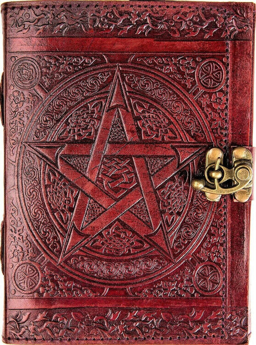 Handcrafted Star Celtic Leather Journal | 100 Blank Pages | Grimoire, Sketchbook & Diary | 7x5 Inch