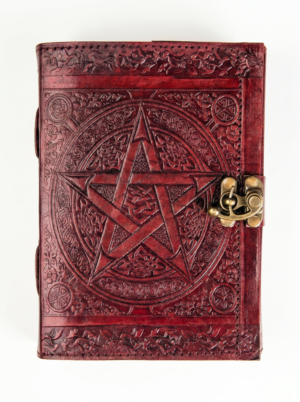 Handcrafted Star Celtic Leather Journal | 100 Blank Pages | Grimoire, Sketchbook & Diary | 7x5 Inch