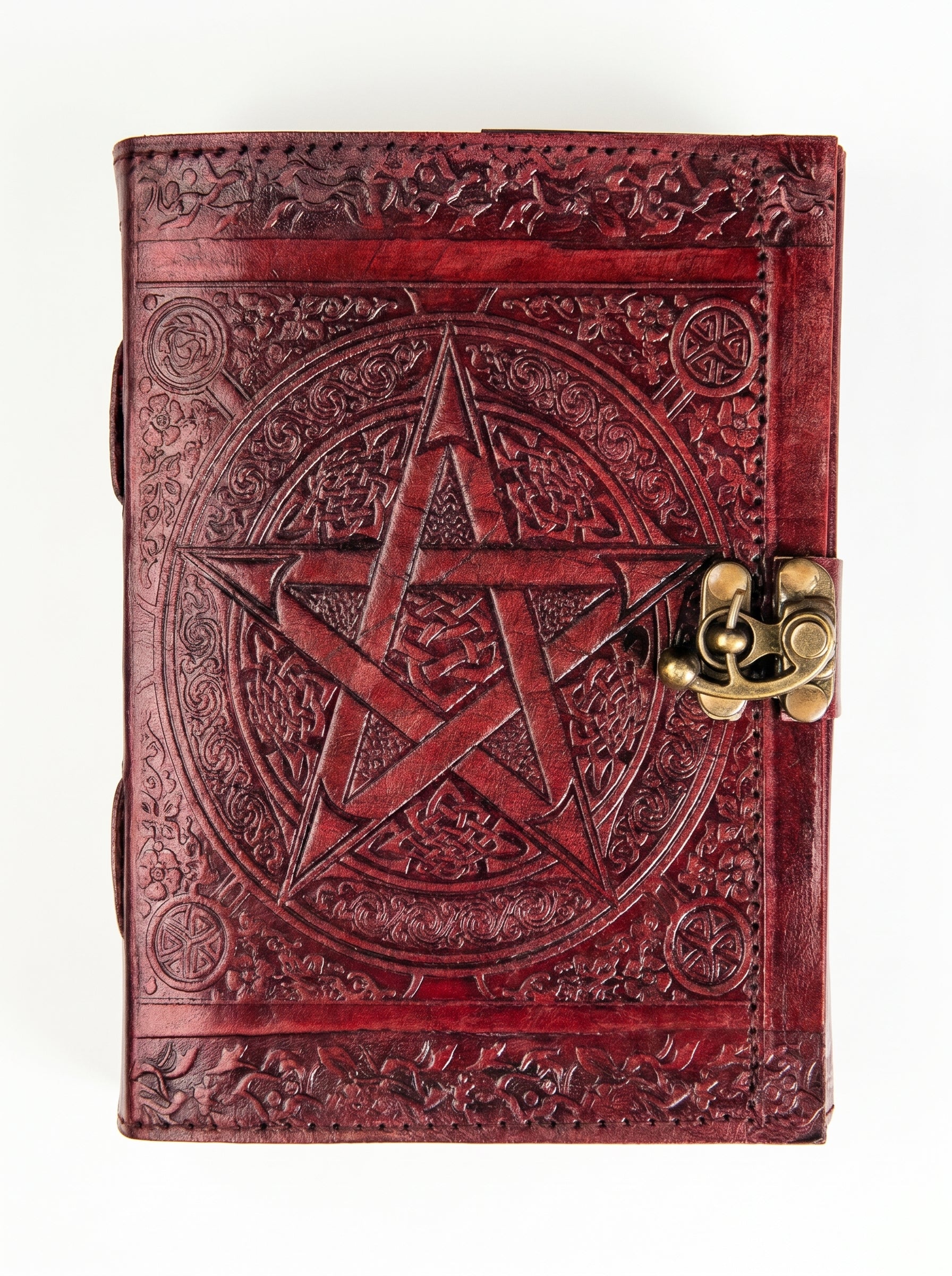 Handcrafted Star Celtic Leather Journal | 100 Blank Pages | Grimoire, Sketchbook & Diary | 7x5 Inch
